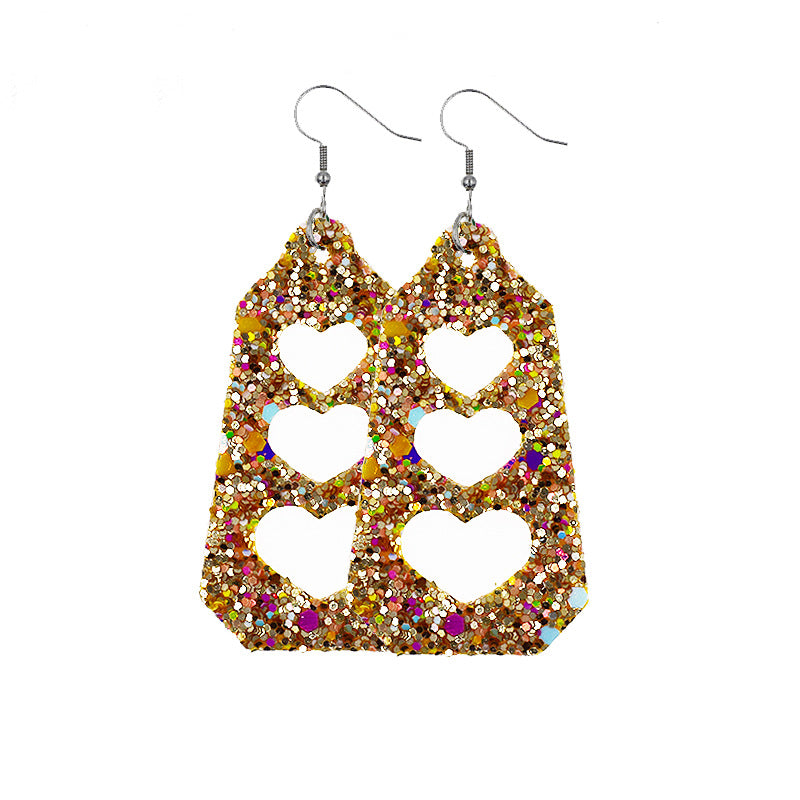 Wholesale Double Layer Love Pendant Leather Valentine's Day Earrings