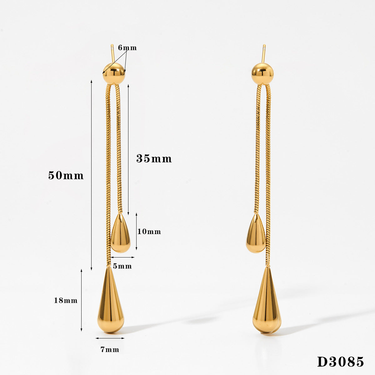 Wholesale  Stainless steel long water drop pendant necklace earrings suit