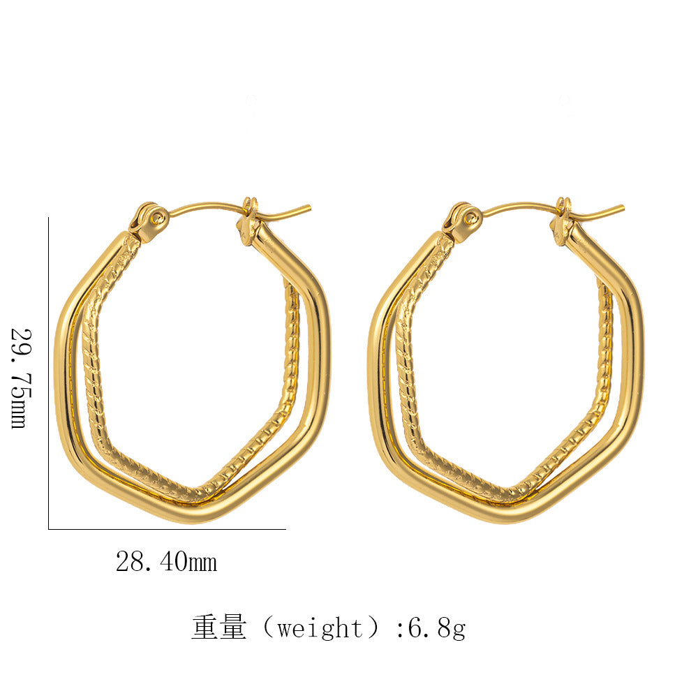 Wholesale Exaggerated retro titanium steel 18k gold twisted earrings