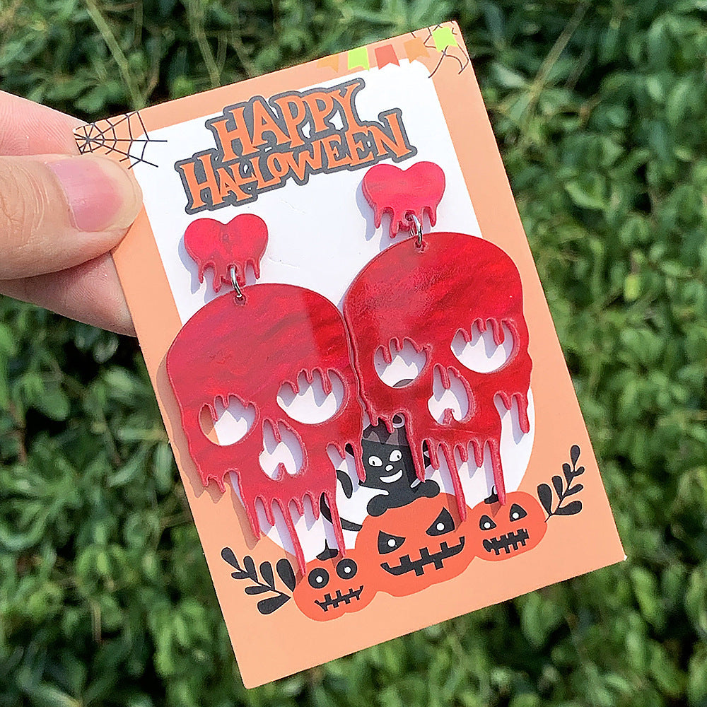 Wholesale   Acrylic Paint Earrings  Ghost Personalized Long Earrings