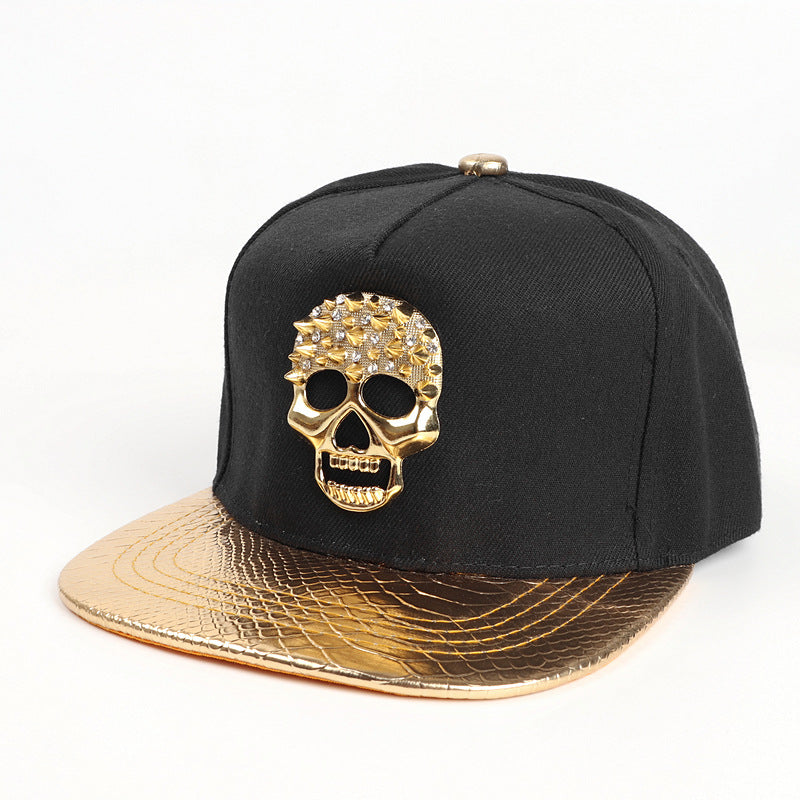 Wholesale hat metal skull flat hat snakeskin brim Tide brand hip-hop baseball cap