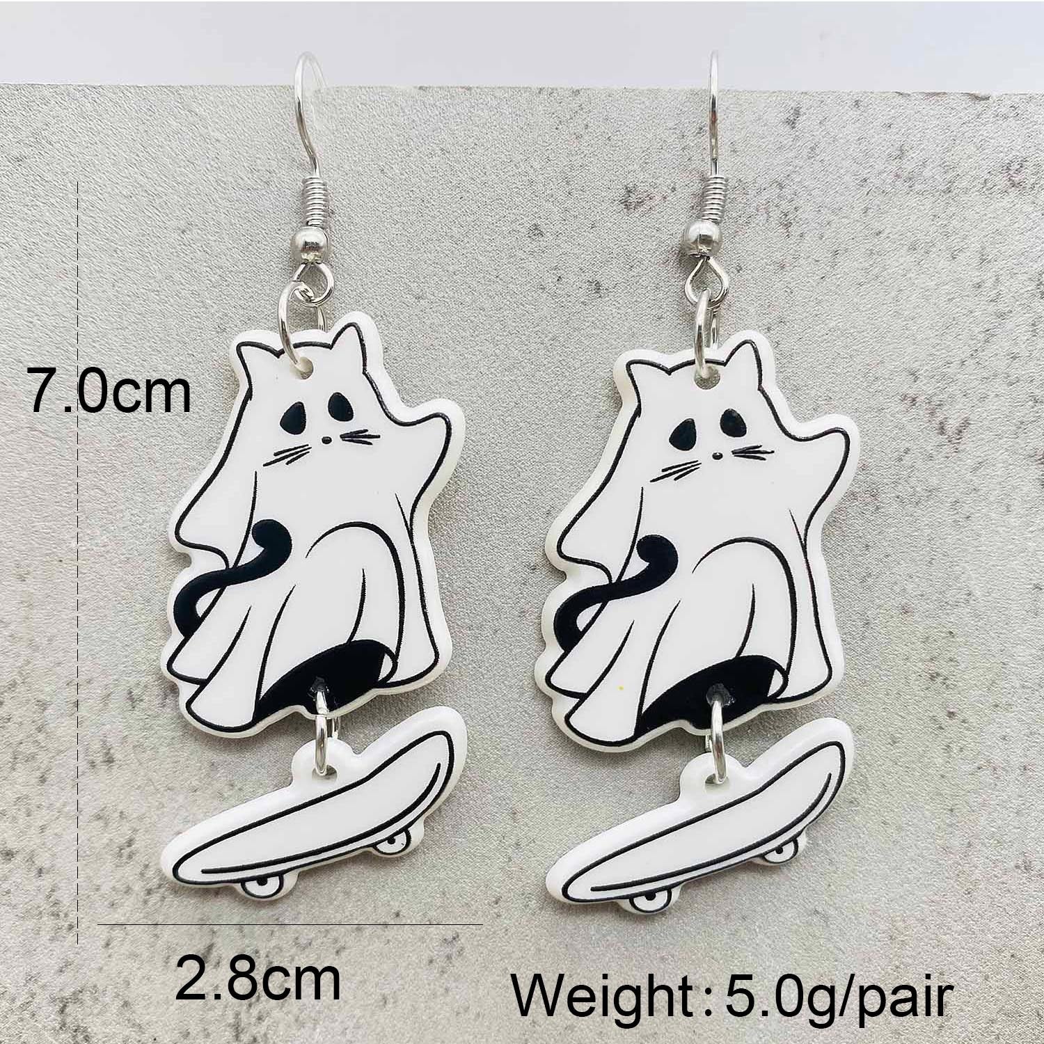 Wholesale Halloween Earrings Pumpkin Head Skull Ghost Pulley Acrylic Earrings  ACC-ES-ChenY019