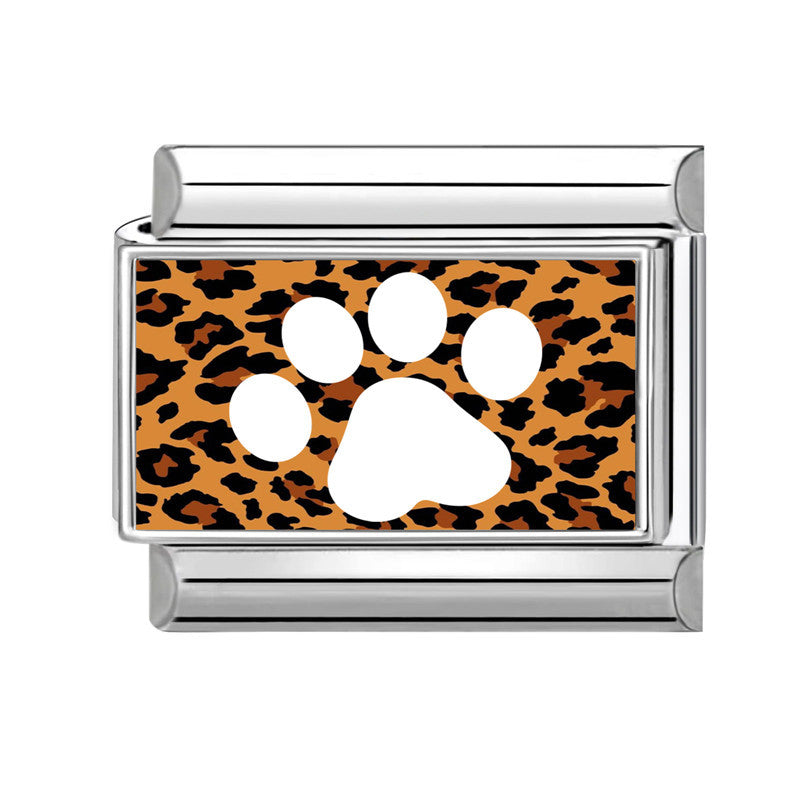 Wholesale Fashion Accessory Stainless Steel Cat Paw Leopard Print DIY Bracelet Module Charm For Jewelry Making And Boutique Resale