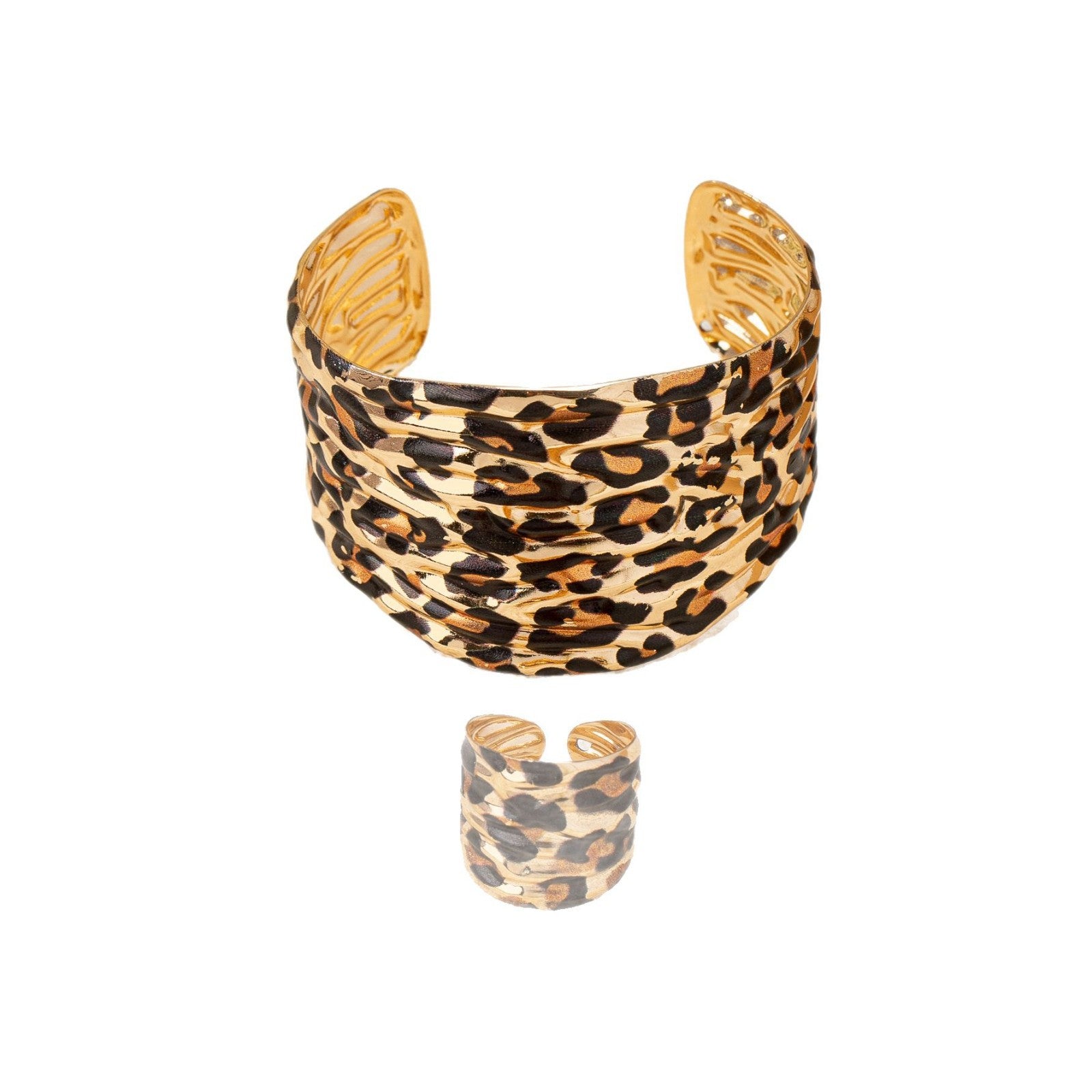 Wholesale Chic Leopard Geometric Irregular 2 Piece Bracelet And Ring Set For Women Alloy Electroplated Fashion Accessory Party Street Style Gift