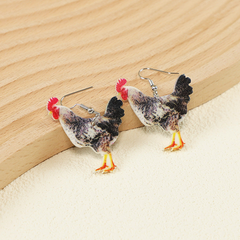 Wholesale Western Farm Chicken Acrylic Earrings