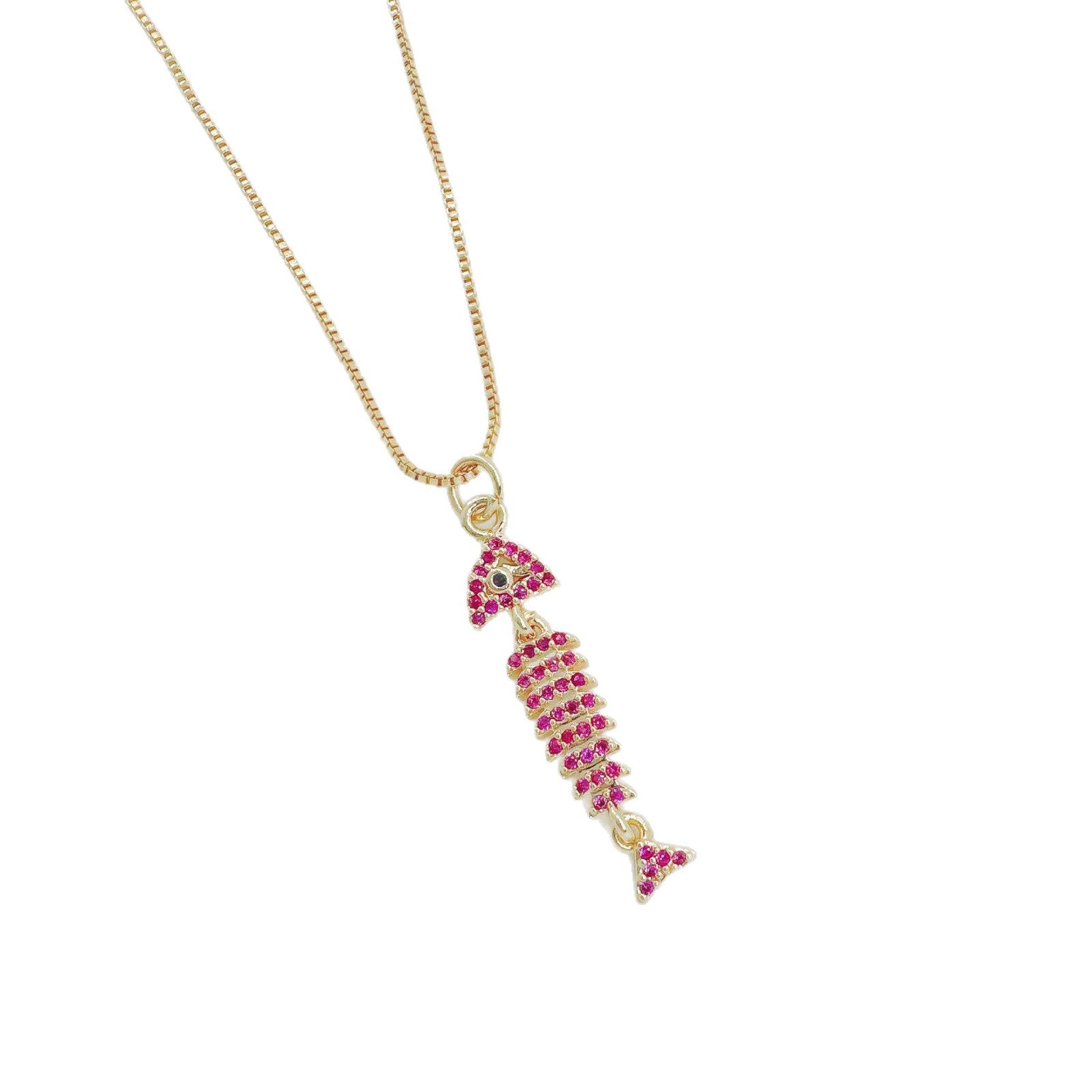 Wholesale Gold Plated Movable Fishbone Necklace Pendant Creative Fashion Accessory Boutique Resale Gift