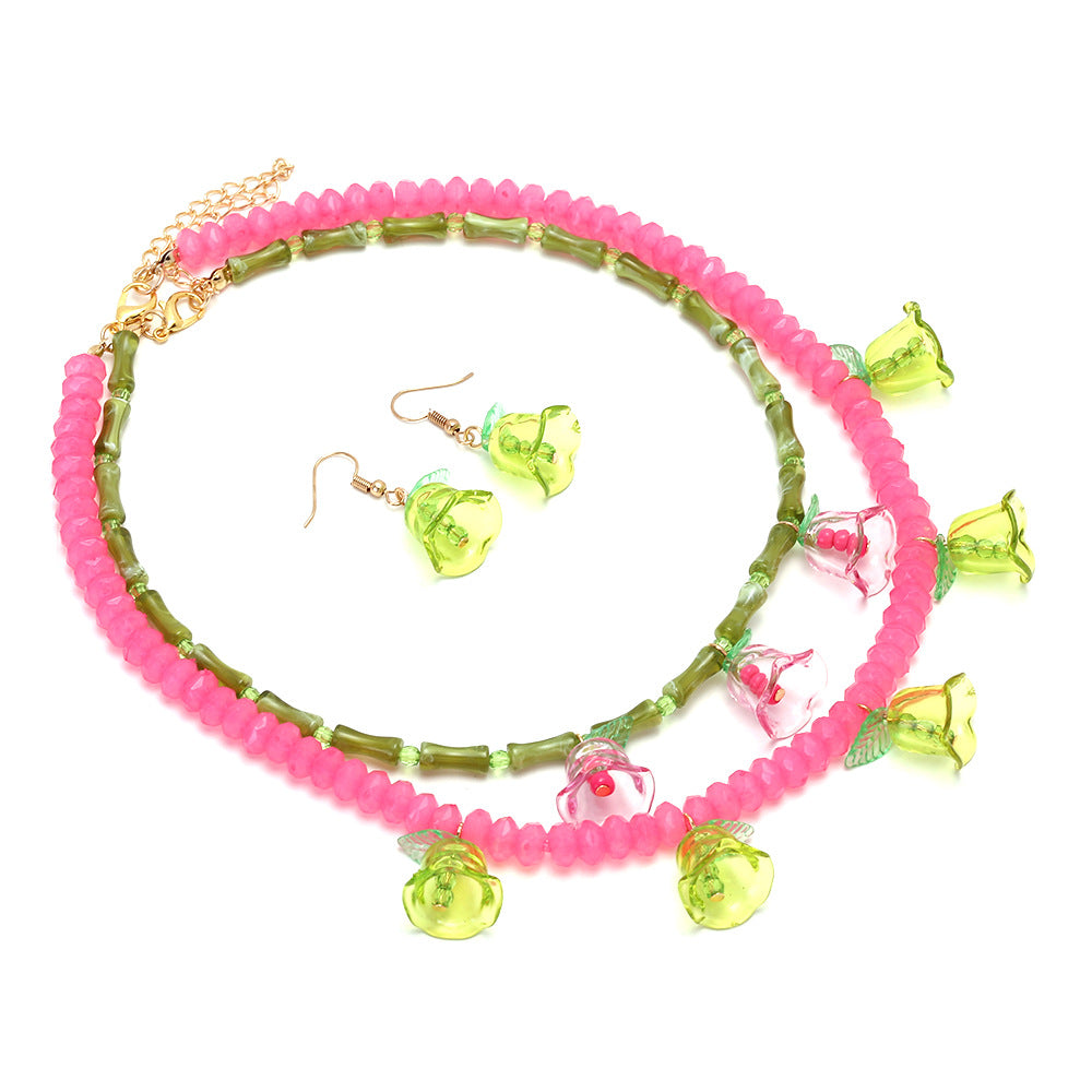 Wholesale Summer Light Luxury Handmade Beaded Colorful  Necklace