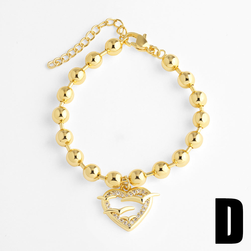 Wholesale 18K Gold Plated Copper Heart Cross Bracelet