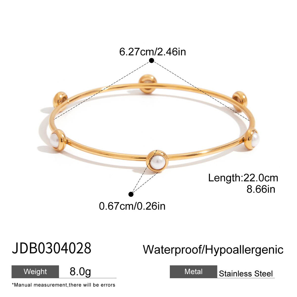 Wholesale 18K Gold Stainless Steel Pearl Bracelet
