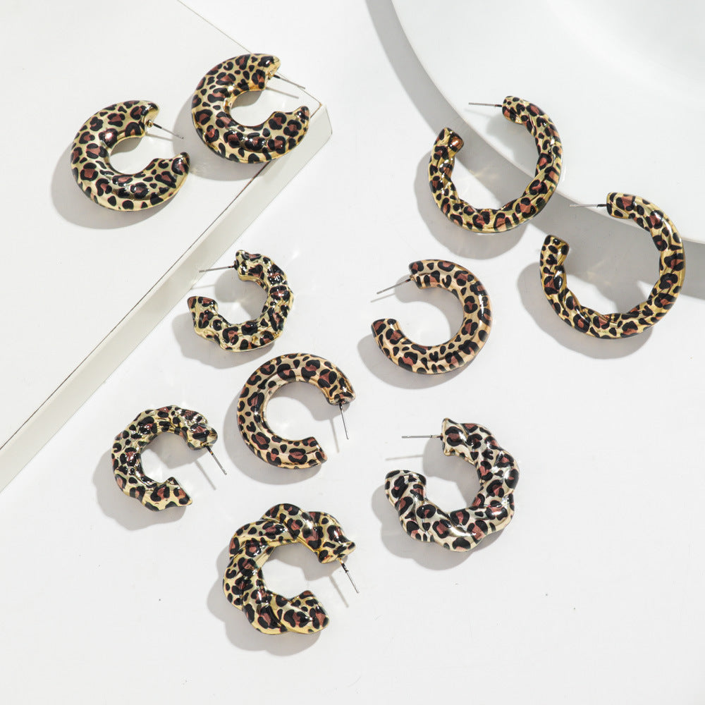 Wholesale Leopard-print C- ring Earrings
