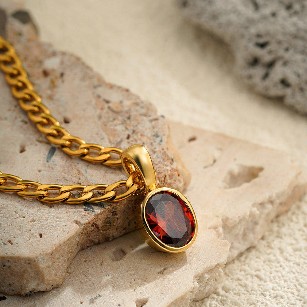 Wholesale Stainless Steel 18K Gold Color Zircon Necklace