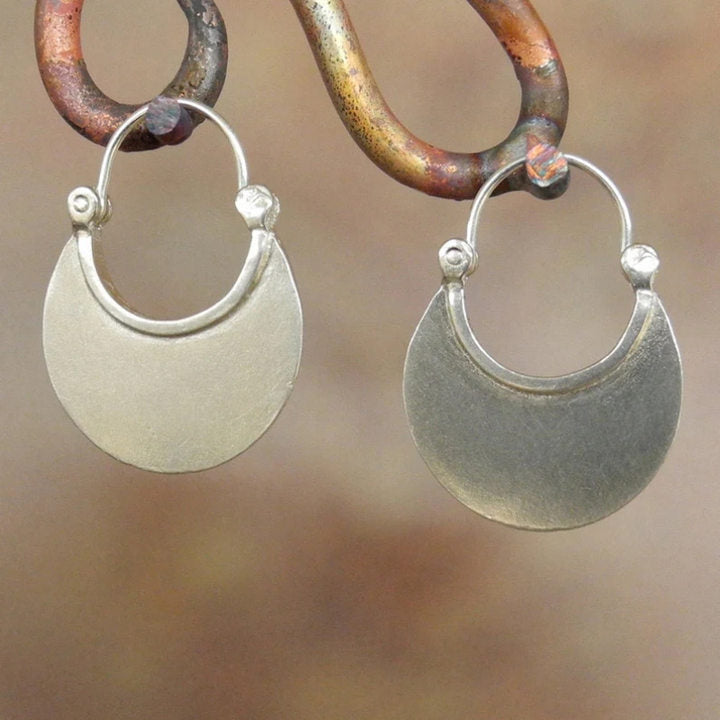 Wholesale Geometric Gypsy Curved Metal Earrings Vintage Hollow Curly Ancient Silver Earrings