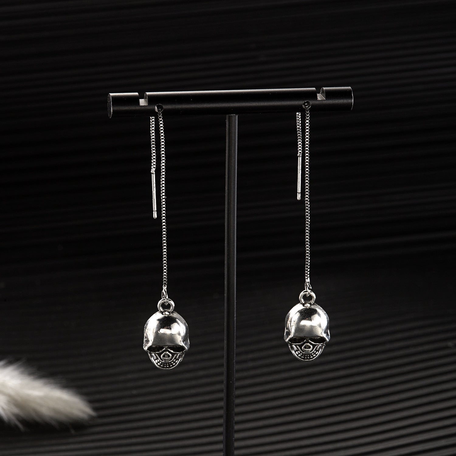 Wholesale Dark Gothic Goth Theme  Women' s Skull Tassel Earrings