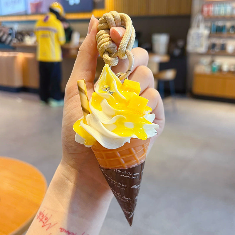 Wholesale Simulated Ice Cream Cone Keychain,  Chic Decorative Bag Charm Gift