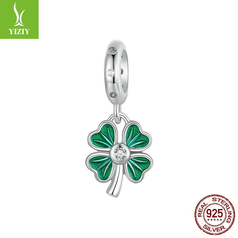 Wholesale Plant Series Cactus Diy Pendant Accessories Pink Flamingo S925 Silver Lucky Beads Charms ACC-CHS-YinZhiyun010