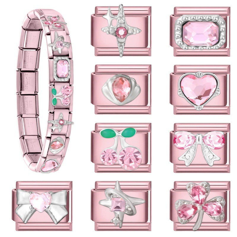 Wholesale  9mm Italian Charm Starter Bracelets DIY square Single Section Creative Stainless Steel Composable Bracelet