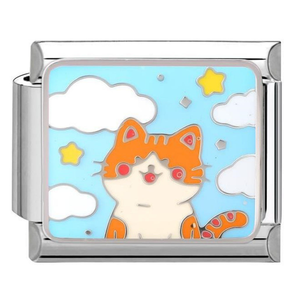 Wholesale Stylish DIY Italian Charms Bracelet With Cat Design Titanium Steel Craft Supply For Jewelry Making
