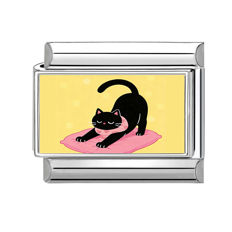 Wholesale Cat Theme DIY Modular Bracelet Stainless Steel Fashion Jewelry Accessory Gift