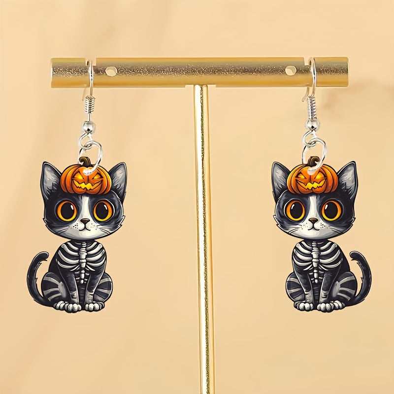 Wholesale Acrylic  Earrings Cute Cartoon Pumpkin Ghost Dark Style Party Jewelry Accessory