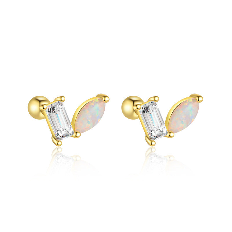 Wholesale 925 sterling silver star and moon zircon round head earrings