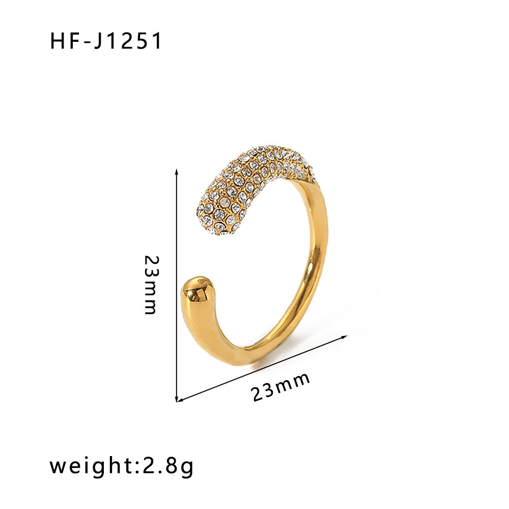 Wholesale Inlaid Zircon Open Adjustable 18k Gold Plated Stainless steel Rings ACC-RS-Xiny006