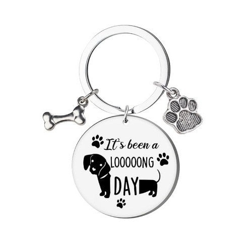 Wholesale Cute Dog Paw Bone Stainless Steel Keychain With Engraving Nameplate Pet Memorial Gift