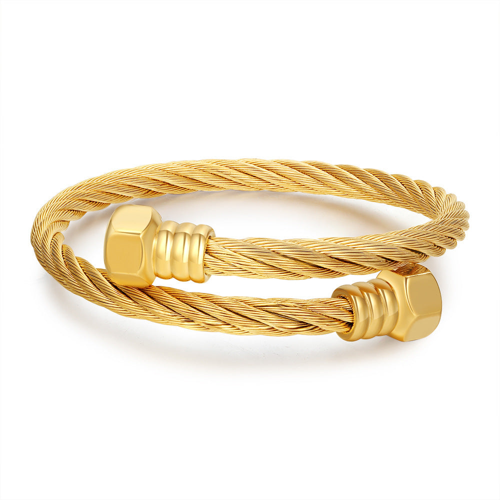 Wholesale stainless steel winding geometric bracelet