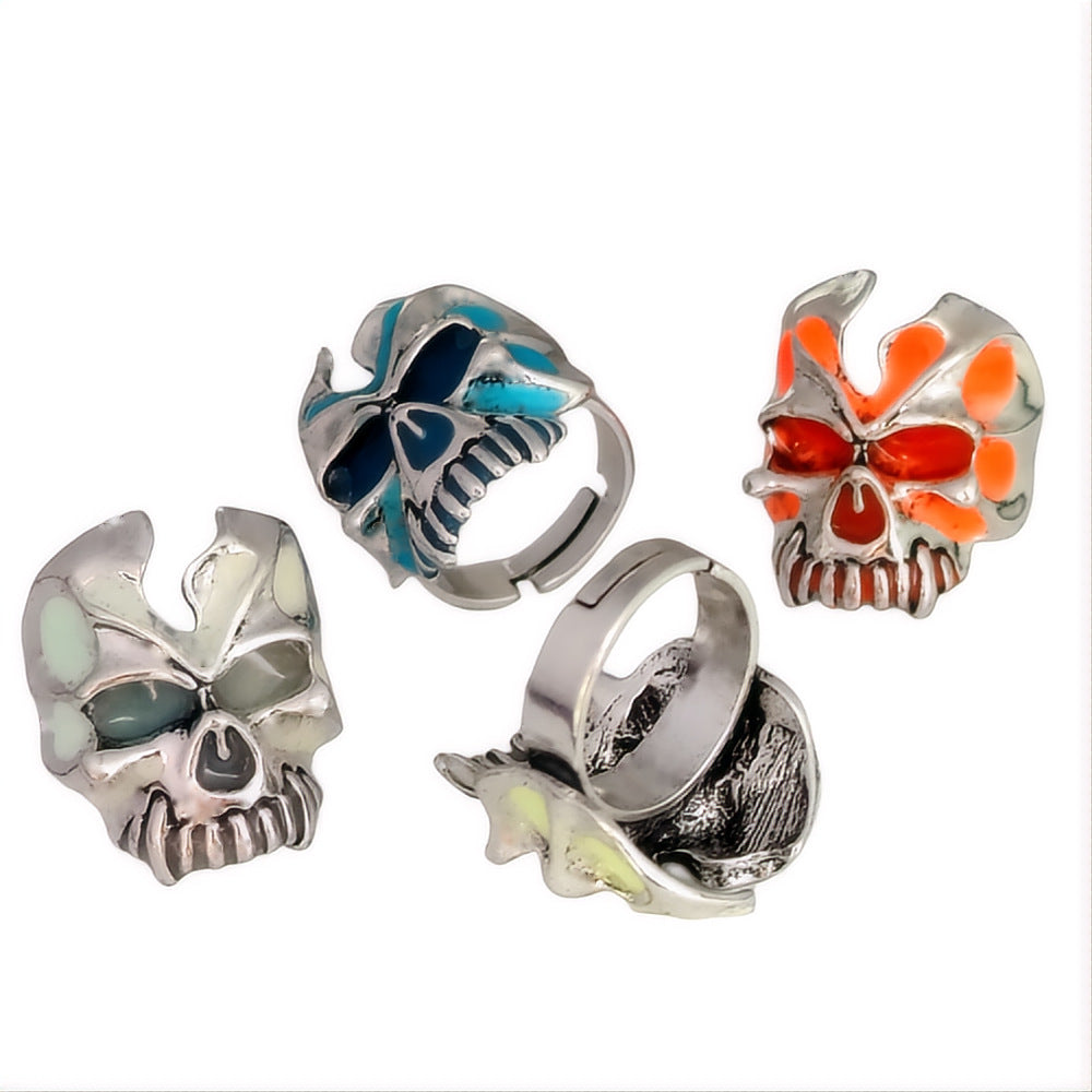 Wholesale Vintage  Alloy Ghost Rider Luminous Skull Men' s Ring
