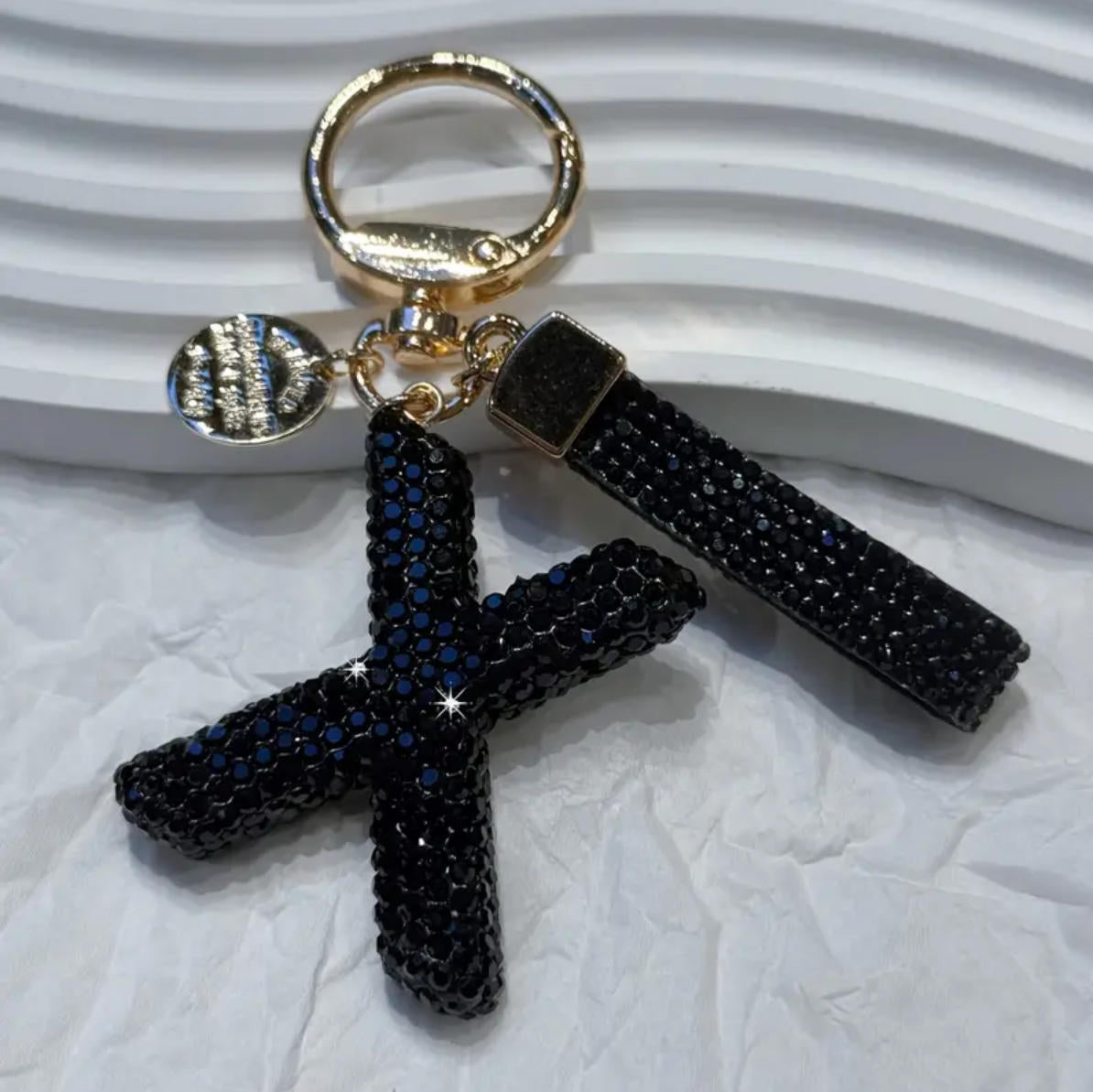 Wholesale Chic Rhinestone Letter Keychain Metal Electroplating Fashion Accessory Bag Charm Car Key