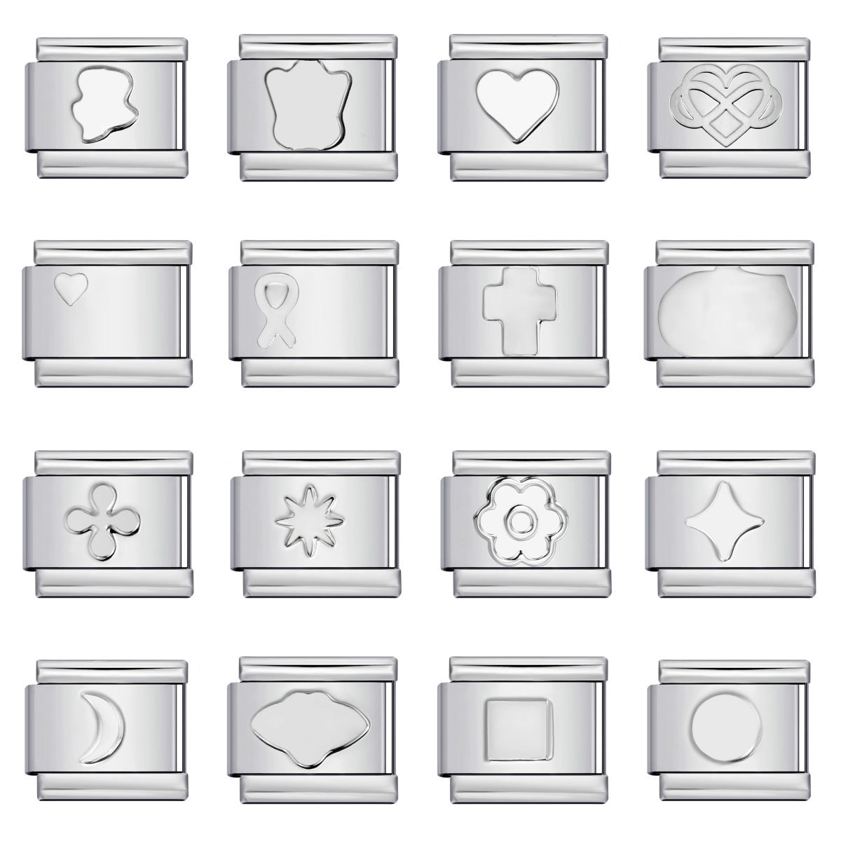 Wholesale DIY Italian Charm Bracelet Stainless Steel Concave Stamp Design Silver Jewelry Accessory for Boutique Resale