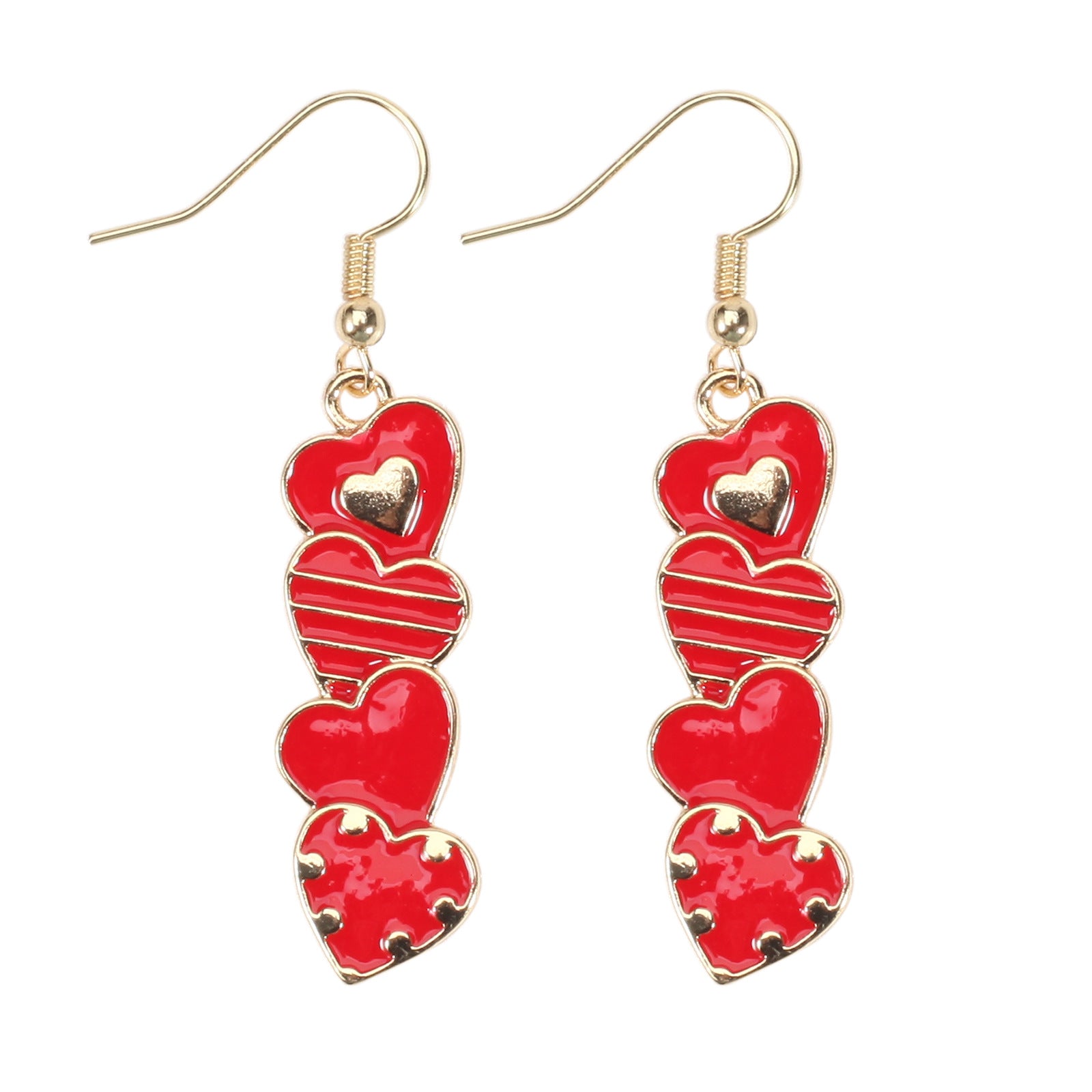 Wholesale Valentine' s Day Red Love Rhinestone  Earrings