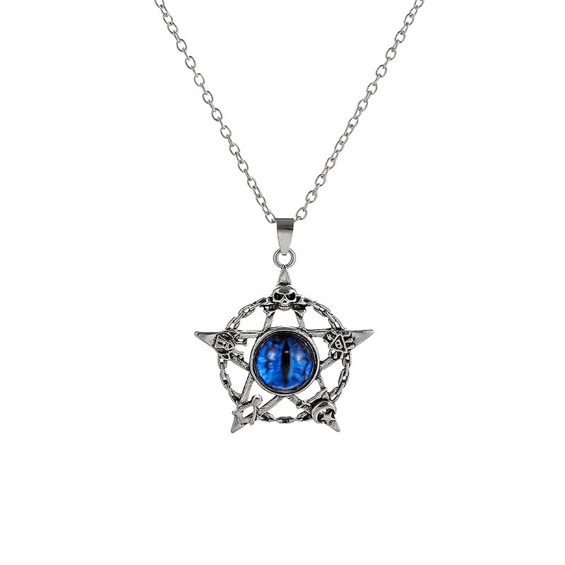 Wholesale  Devil's Eye necklace trendy retro five-pointed star pendant alloy punk style necklace