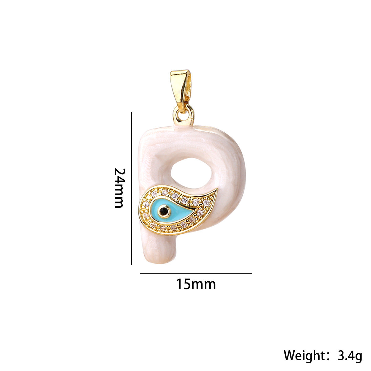 Wholesale Evil Eye Letter Pendant 16K Gold Plated Copper With Zircon Fashion Decorative Accessory DIY Jewelry Charm Boutique Gift Resale