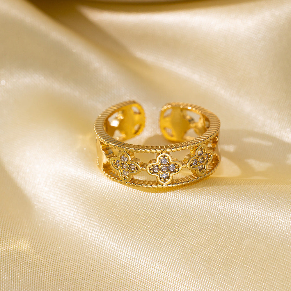 Wholesale Non-fading Open Adjustable Ring ACC-RS-QiYun001