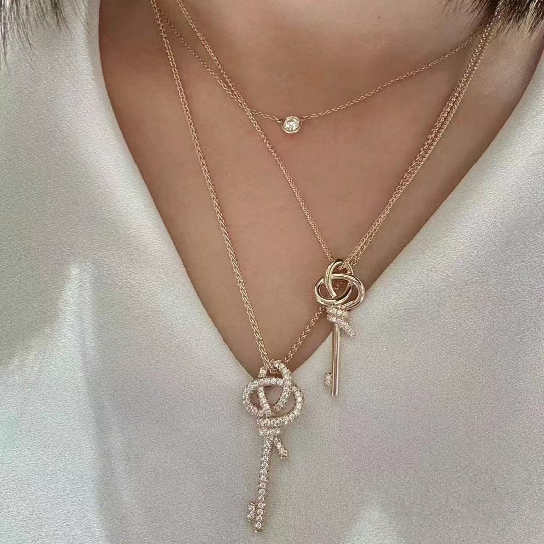 Wholesale  Pink Diamond Rose Gold Chain Vintage Necklaces