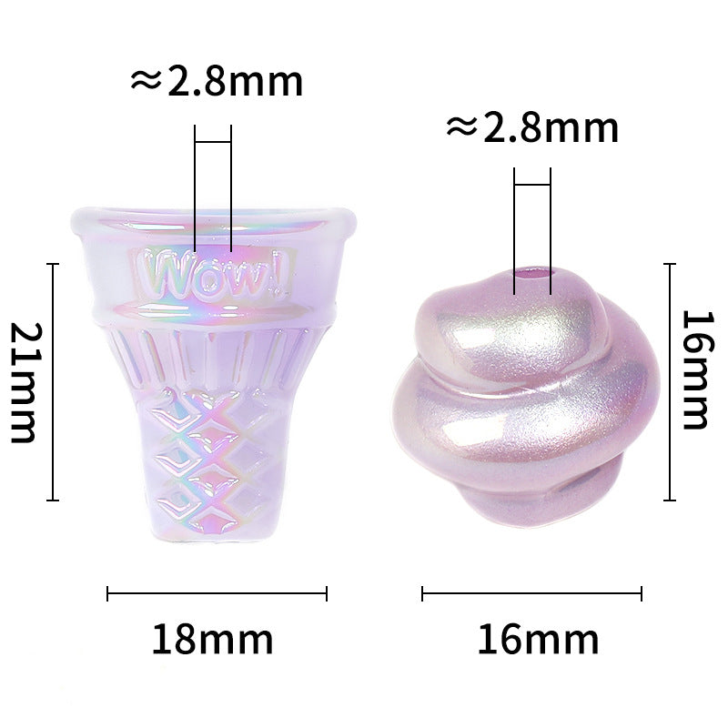 Wholesale 100pcs Cream Twist Beads Colorful Ice Cream Cone Beaded DIY Accessories ACC-BDS-BLG117