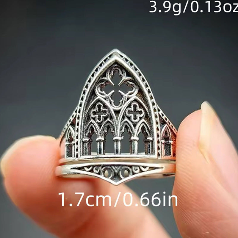 Wholesale Vintage Castle Style Cross Hollow Ring