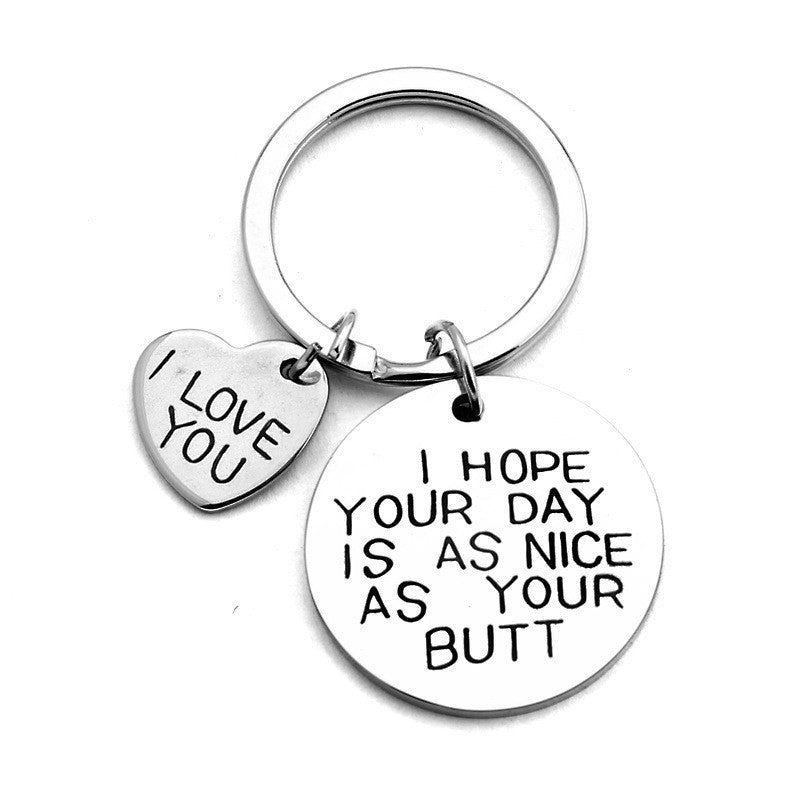 Wholesale Titanium Steel Couple Dog Tag Keychain Valentine S Day Anniversary Gift Fashion Accessory