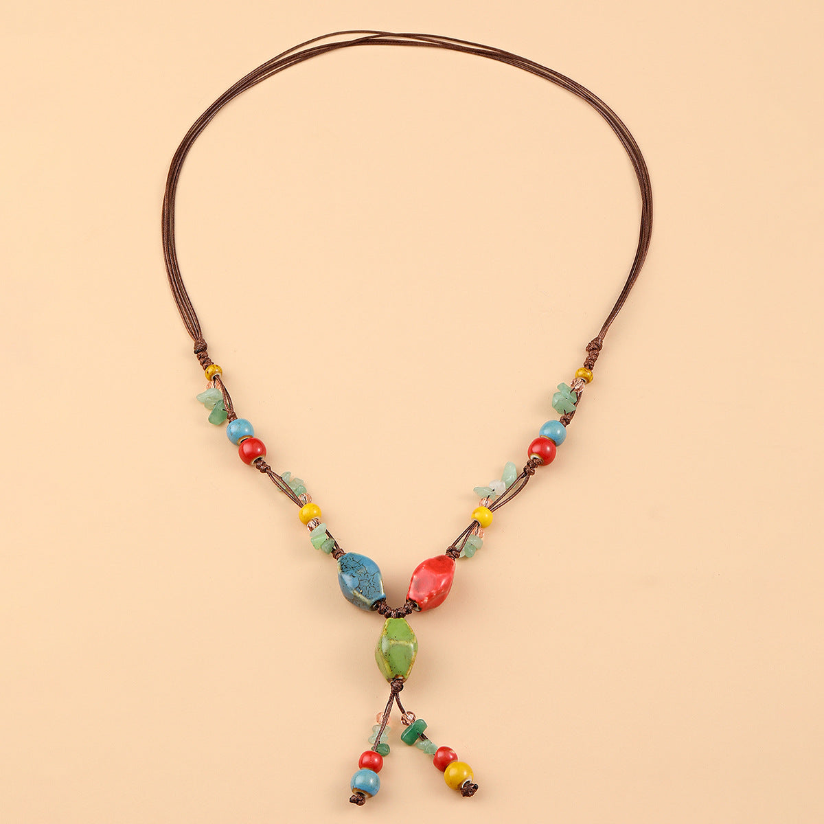 Wholesale Ethnic Style Beaded Ceramic Bead Necklace Bohemian Gravel Color Necklace ACC-NE-JunJie007