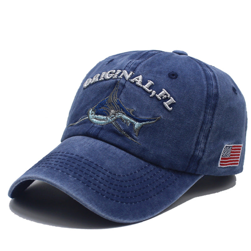 Wholesale  Washed Old Baseball Cap Letter Shark Baseball Cap