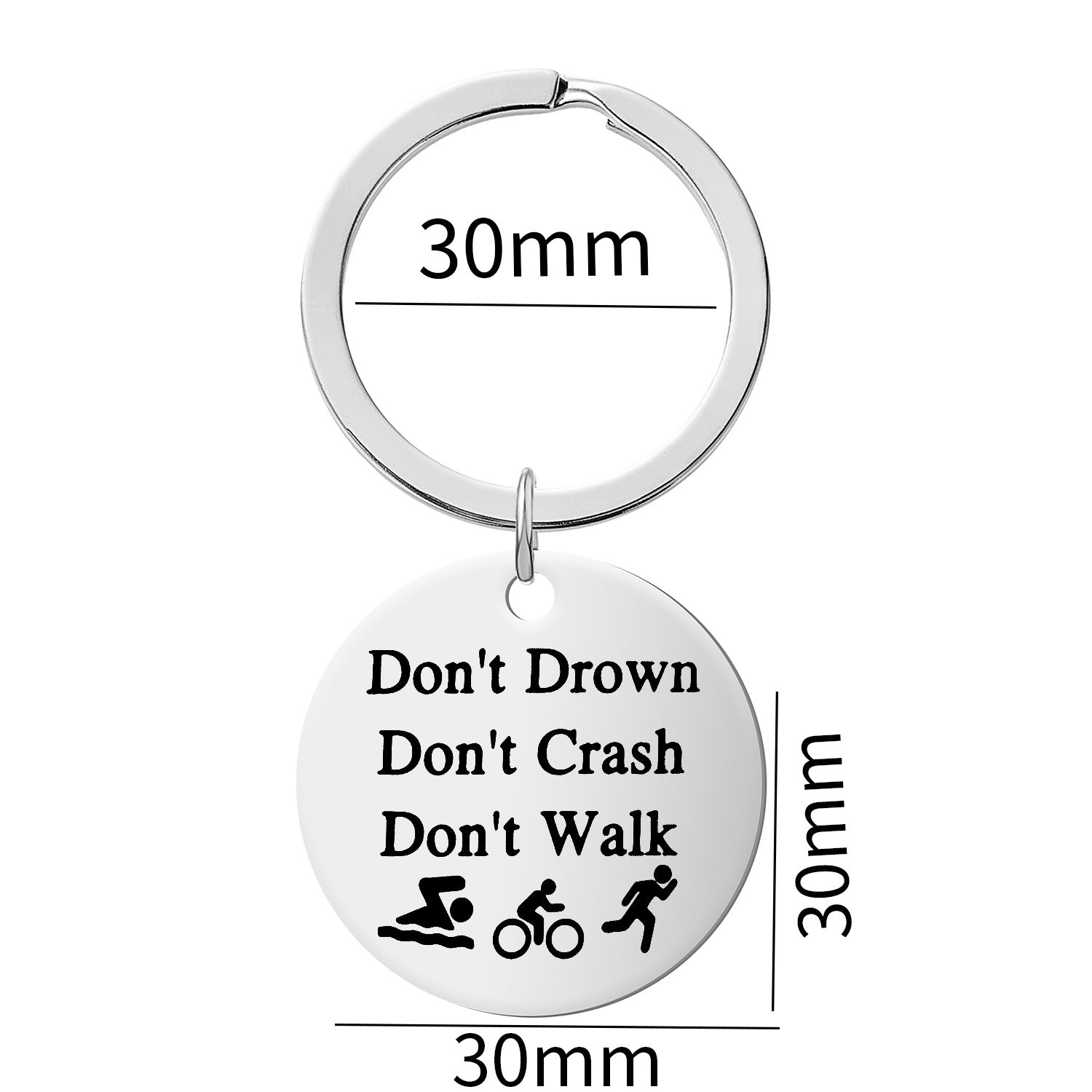 Wholesale triathlon stainless steel athlete keychain