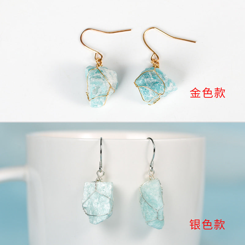 Wholesale Natural Crystal Irregular Rough Stone Earrings ACC-ES-ZhiSF001