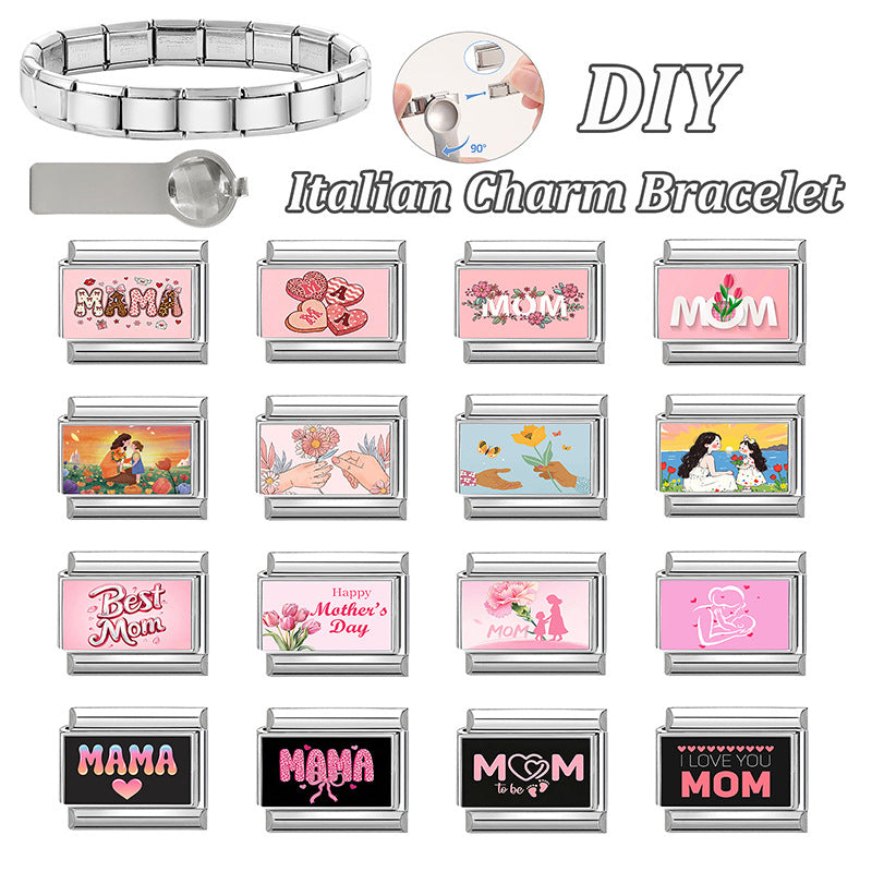 Wholesale Italian-Style Fresh Sweet DIY Bracelet Kit Stainless Steel Jewelry Accessory