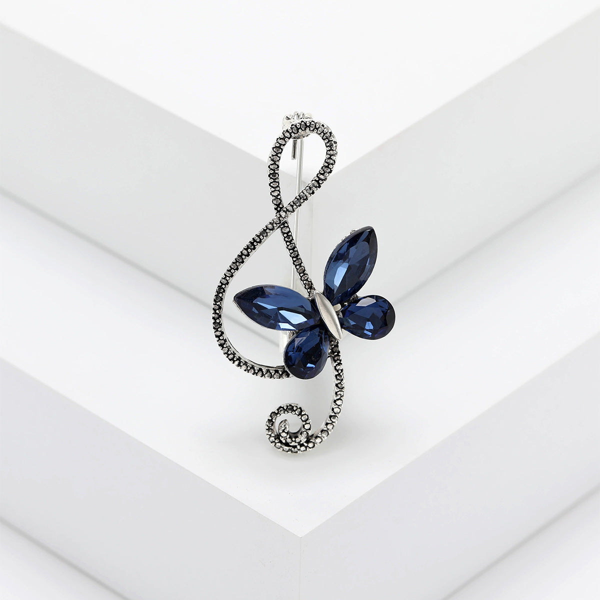 Wholesale Retro Butterfly Musical Note Rhinestone Brooch Unisex Fashion Suit Lapel Pin Jewelry Accessory