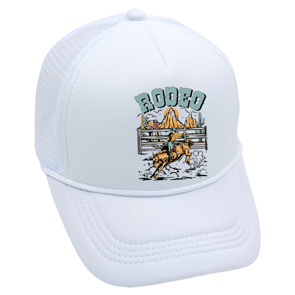 Wholesale Trucker Hat Cowboy Baseball Cap Casual Printed Sponge Mesh Hat ACC-HT-HaiPu016