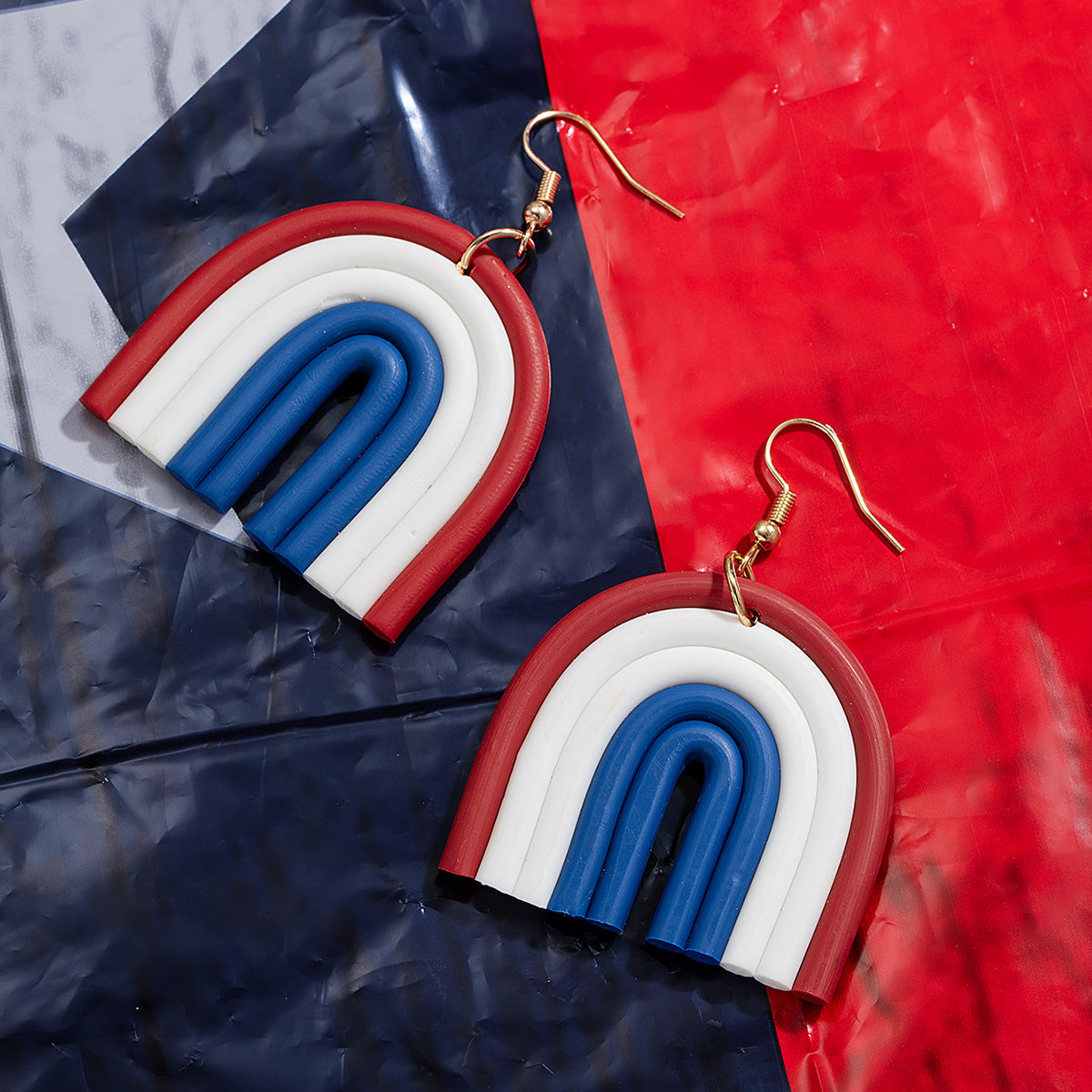 Wholesale Independence Day Earrings Red, Blue and White Flag Color Soft Clay Women's Earrings