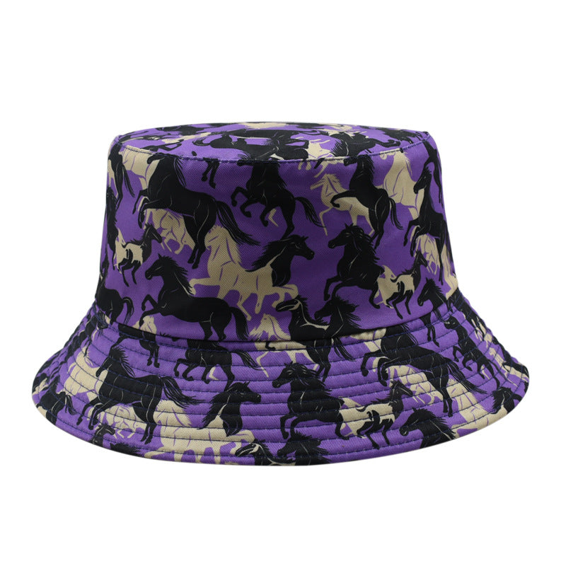 Wholesale  cartoon animal retro fisherman hat printed double-sided  sunshade hat
