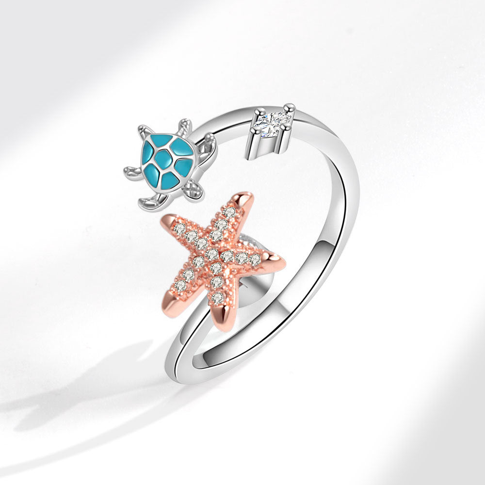 Wholesale Copper Turtle, Sea Star, Diamond Ring, Open Ring ACC-RS-YZM008