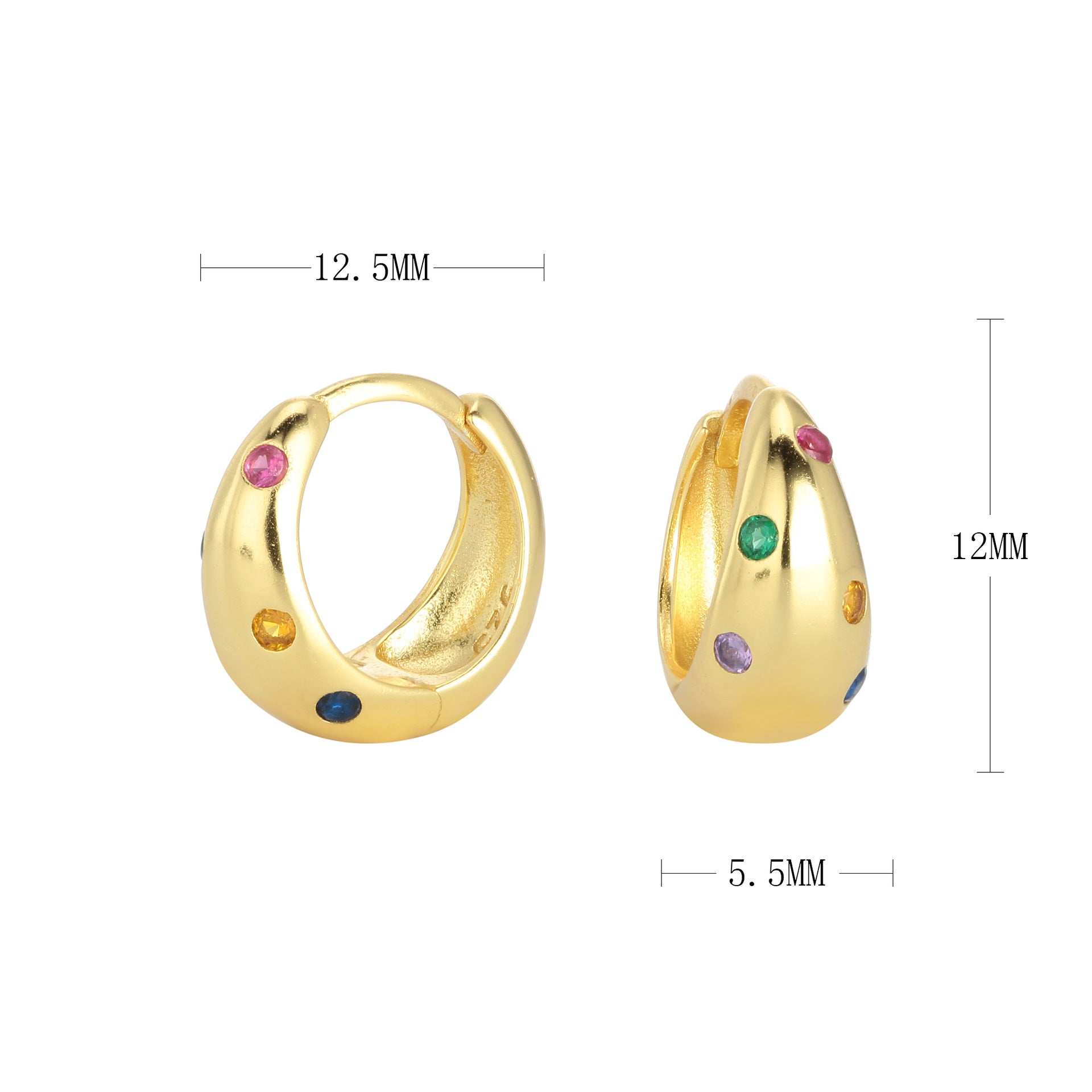 Wholesale S925 Sterling Silver Earrings Colorful Zircon Hoop Earrings Gem Earrings ACC-ES-HRB003