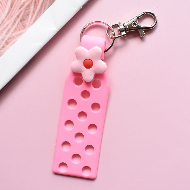 Wholesale Random 10pcs Colored Flower PVC Soft Adhesive DIY Board Keychains ACC-KC-RYY004